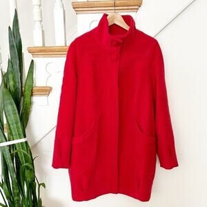 Kiabi Woman Red Long Sleeve Stand Collar Two Button Winter Coat Size EU38/40